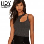 HDY Haoduoyi Asymmetrical Hollow Out Sexy Tops Bustier Straps Tank Elegant Slim Party Club Sleeveless 90's Casual Tops