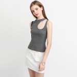 HDY Haoduoyi Asymmetrical Hollow Out Sexy Tops Bustier Straps Tank Elegant Slim Party Club Sleeveless 90's Casual Tops