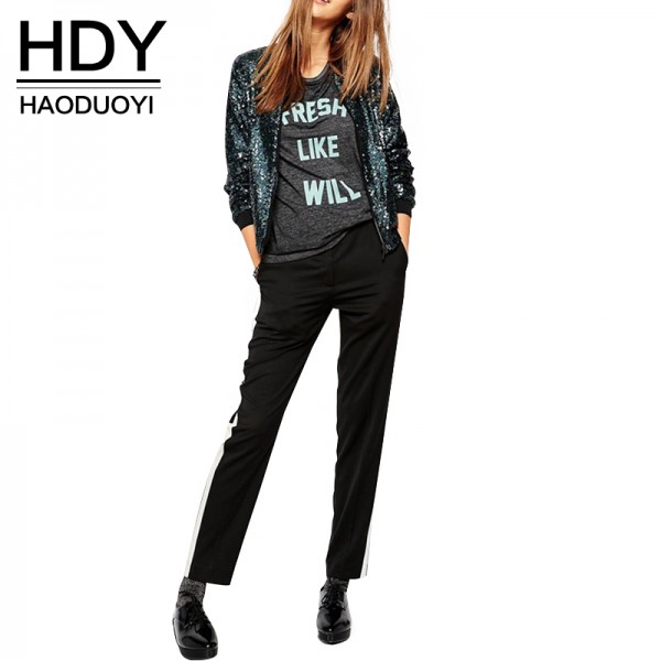 HDY Haoduoyi Autumn Fashion Women Blingbling sequined outwear coats casual Loose Bomber Jackets for wholesale and free shipping