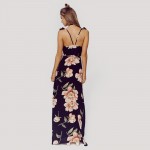 HDY Haoduoyi Fashion Floral Print Dress Women Backless Split Maxi Dress Deep V-neck Sexy Party Dress Casual Bohemian Dresses