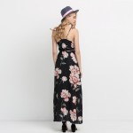 HDY Haoduoyi Fashion Floral Print Dress Women Backless Split Maxi Dress Deep V-neck Sexy Party Dress Casual Bohemian Dresses