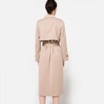 HDY Haoduoyi Solid Khaki Women Street Casual Coats Autumn Turn Down Collar Double Breasted Outwears Natural Loose Trench Coats