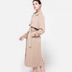 HDY Haoduoyi Solid Khaki Women Street Casual Coats Autumn Turn Down Collar Double Breasted Outwears Natural Loose Trench Coats