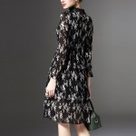 HEE GRAND 2017 Autumn New Lace Stand Collar Dress Women Full Petal Sleeve  Mini Dress Sexy Floral Vestido Mulheres WQL4700