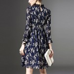 HEE GRAND 2017 Autumn New Lace Stand Collar Dress Women Full Petal Sleeve  Mini Dress Sexy Floral Vestido Mulheres WQL4700