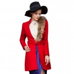 HEE GRAND 2017 Fur Puff Sleeve Wool Coat Mandarin Collar Medium Length Autumn Women Jacket Slim Sashes Veston Pour Femme WWN1062