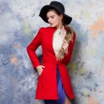 HEE GRAND 2017 Fur Puff Sleeve Wool Coat Mandarin Collar Medium Length Autumn Women Jacket Slim Sashes Veston Pour Femme WWN1062