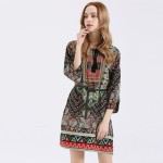 HEE GRAND 2018 Women Party Bohemian Sexy Dress O-Neck Hollow Out Lantern Sleeve Plaid Loose Vestidos Without Belt LQL3678