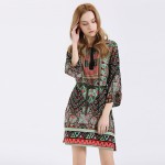 HEE GRAND 2018 Women Party Bohemian Sexy Dress O-Neck Hollow Out Lantern Sleeve Plaid Loose Vestidos Without Belt LQL3678