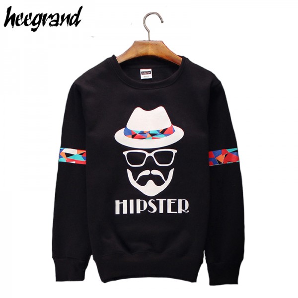 HEE GRAND Hoodies Men 2017 New Arrival Printed  Casual Funny O-Neck Black&White Hip Hop Trend Youth Cotton Men Hoodie MWW770