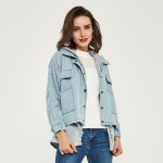 HEEGRAND Spring Autumn Winter Hooded Two Pieces Plus Size Jaqueta Feminina Denim Outerwear Coat Jeans Jackets Women WWJ061