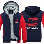 HERO F1 AYRTON SENNA Winter Men Thick Hoodies Patchwork Sweatshirt Zipper Fleece Tracksuit  Plus Size  