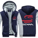 HERO F1 AYRTON SENNA Winter Men Thick Hoodies Patchwork Sweatshirt Zipper Fleece Tracksuit  Plus Size  