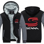 HERO F1 AYRTON SENNA Winter Men Thick Hoodies Patchwork Sweatshirt Zipper Fleece Tracksuit  Plus Size  