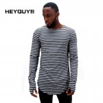 HEYGUYS 2016red Striped T-shirt  wholesale fashion brand summer LONG oversize extend t shirts designer finger long sleeve cotton