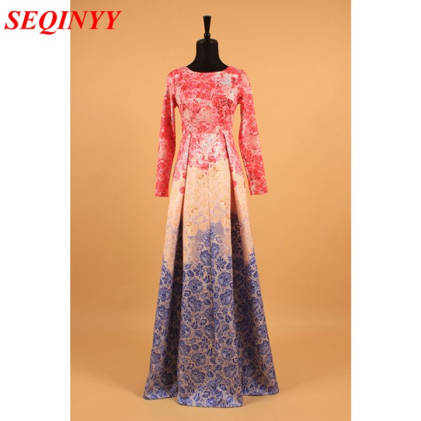 HIGH QUALITY New 2017 Daily Maxi Women's Long Sleeve Sweet Floral Printed Ball Gown Long Dress