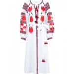 HIGH QUALITY New Fashion 2017 Designer Runway Embroidered linen Dress Women's Long Sleeve   Celebrity Long Dress