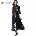 HIGH QUALITY Newest 2017 Runway Dress Women's Luxurious Jacquard print elegant temperament  Dress