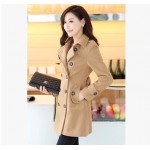 HLMFS 2017 autumn and  winter  woolen outerwear coat  female  double breasted overcoat  women belt Jacket  free shipping