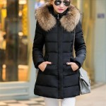 HLMFS 2017New Winter jacket Woman's Outerwear Slim Hooded  Jacket female fur collar thickening Warm jacket Coat