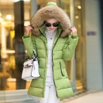 HLMFS 2017New Winter jacket Woman's Outerwear Slim Hooded  Jacket female fur collar thickening Warm jacket Coat