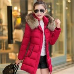 HLMFS 2017New Winter jacket Woman's Outerwear Slim Hooded  Jacket female fur collar thickening Warm jacket Coat