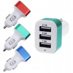 HOT SALE Universal Car charger To 5V 2A 2.1A 1A 3Port USB Charger Adapter For Smart phone  car charger adapter Car-Styling nice