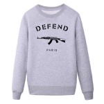 HOT Sale Letters DEFEND PARIS AK47 Automatic rifles print  Men's Slim Fit  Hip pop Popular Jersey SWEATSHIERT hoodies