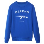 HOT Sale Letters DEFEND PARIS AK47 Automatic rifles print  Men's Slim Fit  Hip pop Popular Jersey SWEATSHIERT hoodies