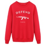 HOT Sale Letters DEFEND PARIS AK47 Automatic rifles print  Men's Slim Fit  Hip pop Popular Jersey SWEATSHIERT hoodies