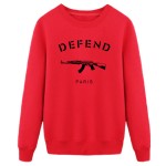 HOT Sale Letters DEFEND PARIS AK47 Automatic rifles print  Men's Slim Fit  Hip pop Popular Jersey SWEATSHIERT hoodies