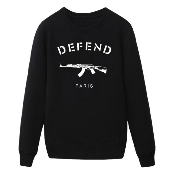 HOT Sale Letters DEFEND PARIS AK47 Automatic rifles print  Men's Slim Fit  Hip pop Popular Jersey SWEATSHIERT hoodies