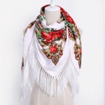 HOT Sale Russian Brand New Fashion Big Size Square Scarf Cotton Long Tassel Print Scarf in Spring Winter Shawl For Women floural