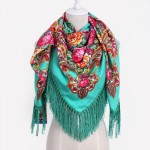 HOT Sale Russian Brand New Fashion Big Size Square Scarf Cotton Long Tassel Print Scarf in Spring Winter Shawl For Women floural