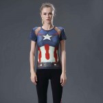 HOT WOMEN T-SHIRT BODYS ARMOUR Compression CAPTAIN AMERICA /SUPERMAN COMPRESSION T SHIRT GIRL UNDER FITNESS TIGHTS TOPS CLOTHING