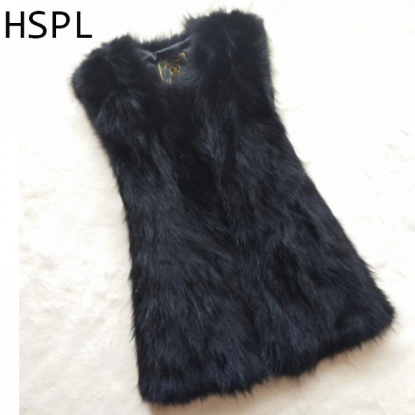 HSPL Women Real Fur Vest Natural 2017 Women Fur Ladies Sleevless Winter Autumn Genuine Fur Natural  sobretudo femininos casual