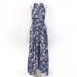 Halter Backless Sexy Dress Women Floral Print Summer Off Shoulder Beach Long Dresses Robe Bandage Split Maxi Boho Dress