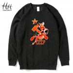 HanHent CCCP Sweatshirts Fleece Man's Thick Round Collar Pullover Clothing Russia Streetwear Hip Hop Hoodies Fashion AD0672