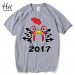 HanHent Chicken T Shirts Man's 12 Zodiacs Series Funny Animal TShirt 2017 Fashion Creative Cartoon T shirts Chinese Style TA0778