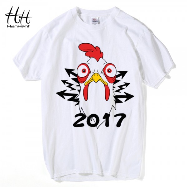 HanHent Chicken T Shirts Man's 12 Zodiacs Series Funny Animal TShirt 2017 Fashion Creative Cartoon T shirts Chinese Style TA0778