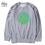 HanHent Fashion Animals Earth Printed Sweatshirts Winter Fleece Men Thick Pullover Clothing Casual Black Hoodies Boys AD0689