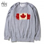 HanHent Fashion Canadian Leaf Sweatshirts Men Fleece O-neck Winter Canada Flag Logo Clothing Gift Printed Hoodies Black AD0570