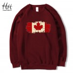 HanHent Fashion Canadian Leaf Sweatshirts Men Fleece O-neck Winter Canada Flag Logo Clothing Gift Printed Hoodies Black AD0570