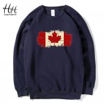 HanHent Fashion Canadian Leaf Sweatshirts Men Fleece O-neck Winter Canada Flag Logo Clothing Gift Printed Hoodies Black AD0570