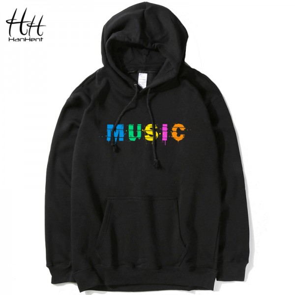 HanHent Fashion Music Black Streetwears Casual Cotton Swag Loose Thin Clothing Hip Hop Rock Funny Lover Couples Hoodies HO0542