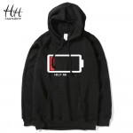 HanHent HELP ME Energy Low Hoodies Men Hip Hop Streetwear Printed Sweatshirts Male Fashion Creative Funny Hoodie Boys Plus Size