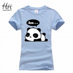 HanHent New 2016 Lovely Panda Print T shirt Women Cool Punk Animal Fashion Short Sleeve T-shirts for women Cute Tops Tees TB0480