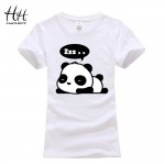 HanHent Panda T shirt Women Punk Rock Funny Tee Shirt Fashion Cotton O-neck Tshirts For Women Cute Animal T-shirt with Stripes