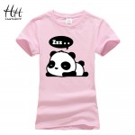 HanHent Panda T shirt Women Punk Rock Funny Tee Shirt Fashion Cotton O-neck Tshirts For Women Cute Animal T-shirt with Stripes