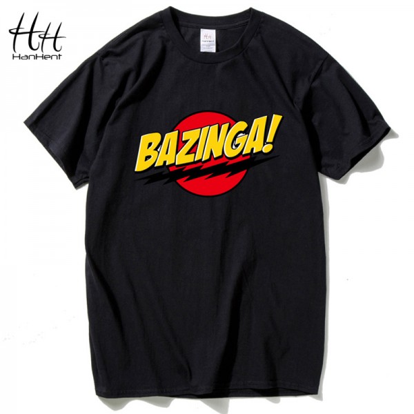 HanHent The Big Bang Theory Print T-shirt BAZINGA 2016 Sheldon Cotton Short-sleeve Casual T shirt Summer Style Cooper Tshirt Men